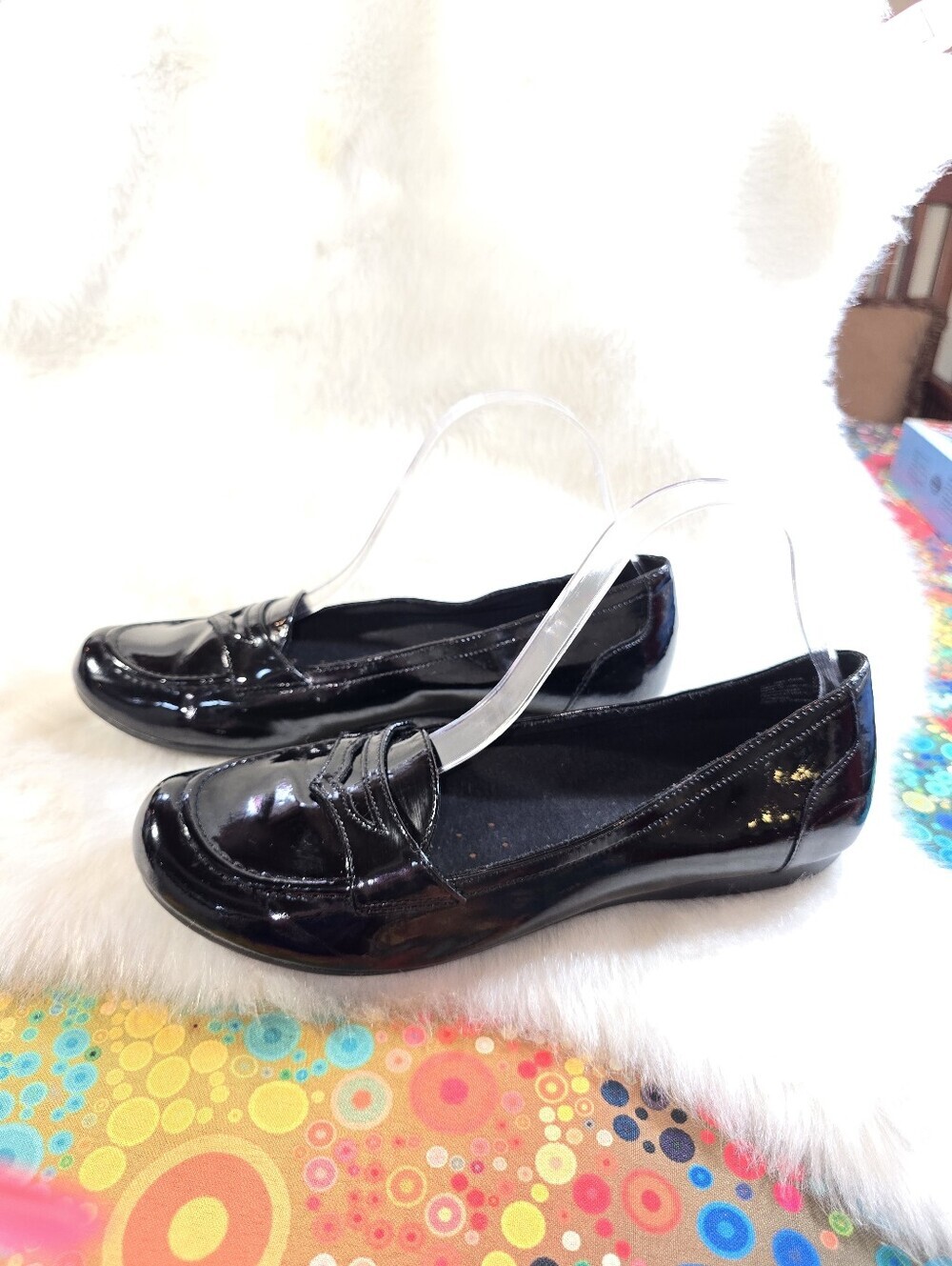 Predictions Safe-T-step Womens Black Patent Slip-on Loafers